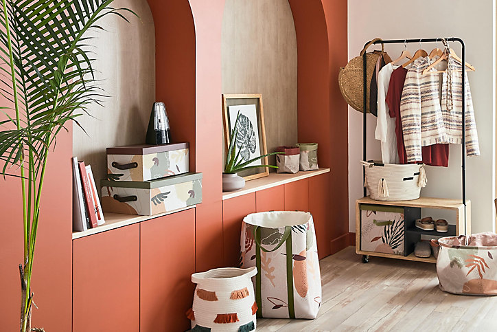 Boîte de rangement cube Aromatic tones motif tropical