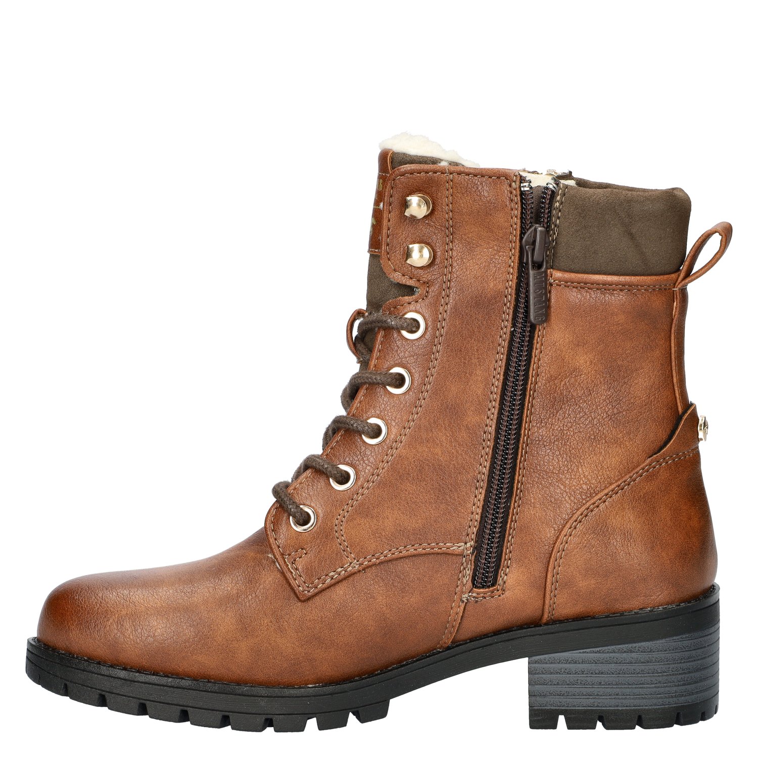 dames veterboot Mustang Cognac