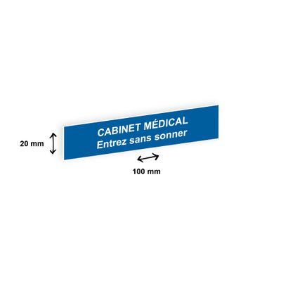 Plaque boîte à lettres personnalisée avec votre texte - 100 x 20 mm - bleue - adhésivée prête à poser