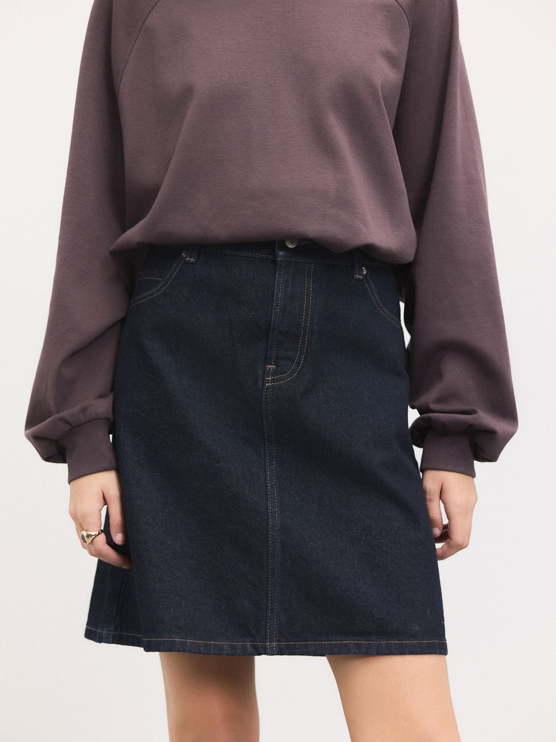 Wassing - Knee Length Denim 100% Cotton Skirt