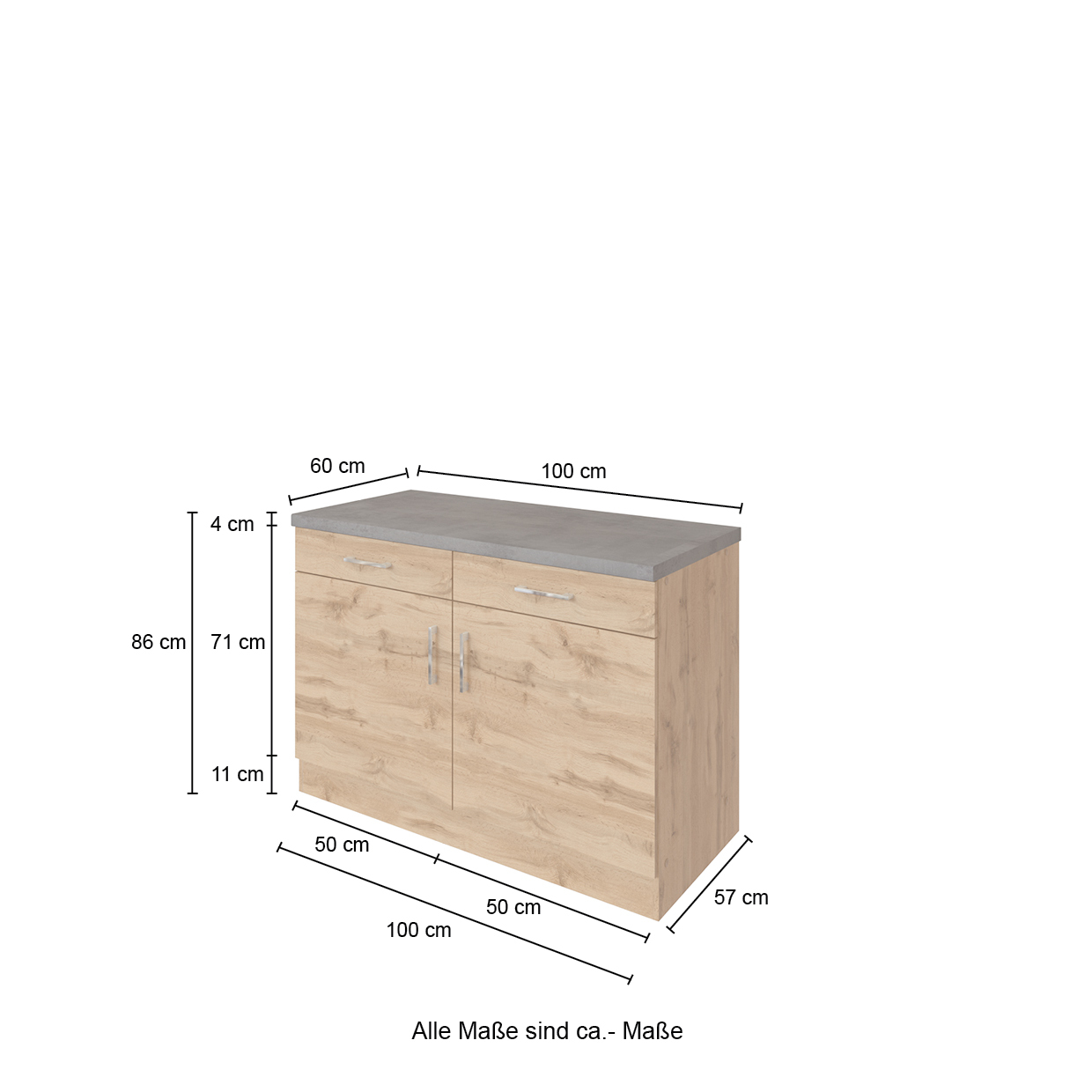 Anrichte SORRENTO - Wotan Eiche - 100 cm breit