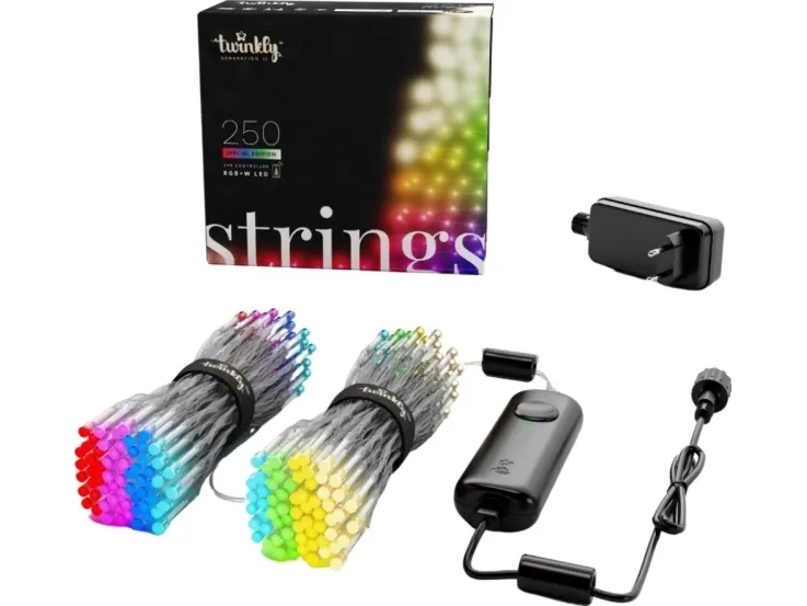 Twinkly 250L 5MM matt clear flat RGBW lens light string, 8cm lamp spacing, transparent wire, BT WiFi, Gen II, IP44