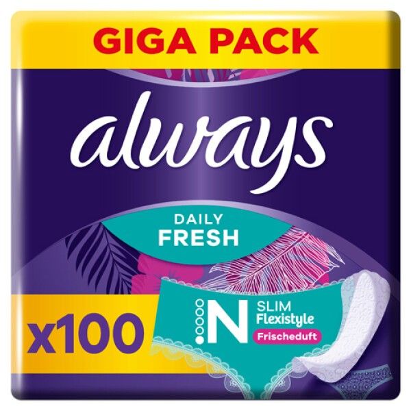 Multipack 5x Always Daily Fresh Slim Flexistyle Slipeinlagen 100 Stück, Mit Frischeduft, Ultra-dün
