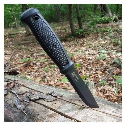 Couteau de survie Mora Garberg noir carbone avec étui en cuir-noir