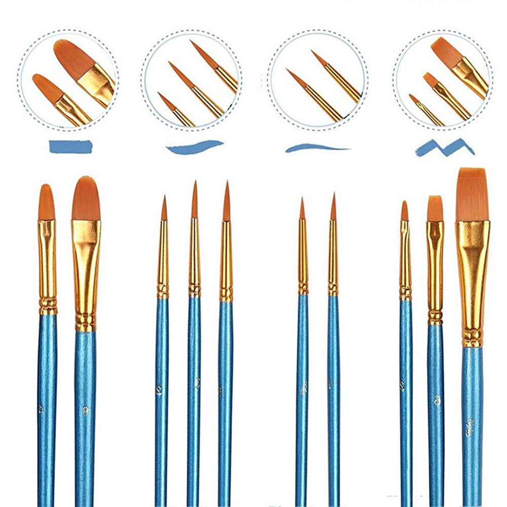(20-tlg. Set) Künstler Pinsel Aquarell / Öl / Acryl Flachpinsel   Script Liner - Blau