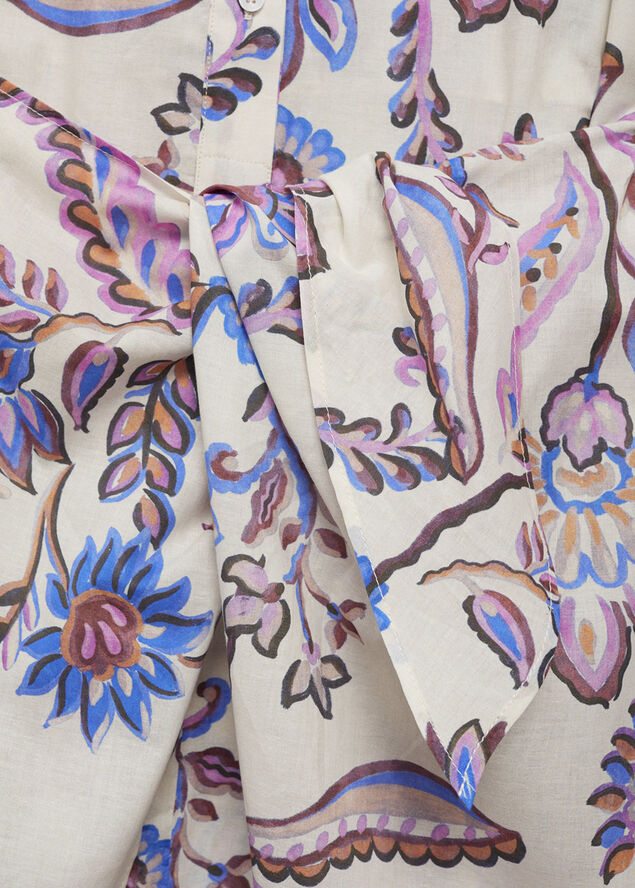 MANGO Floral print dress with bow Light beige