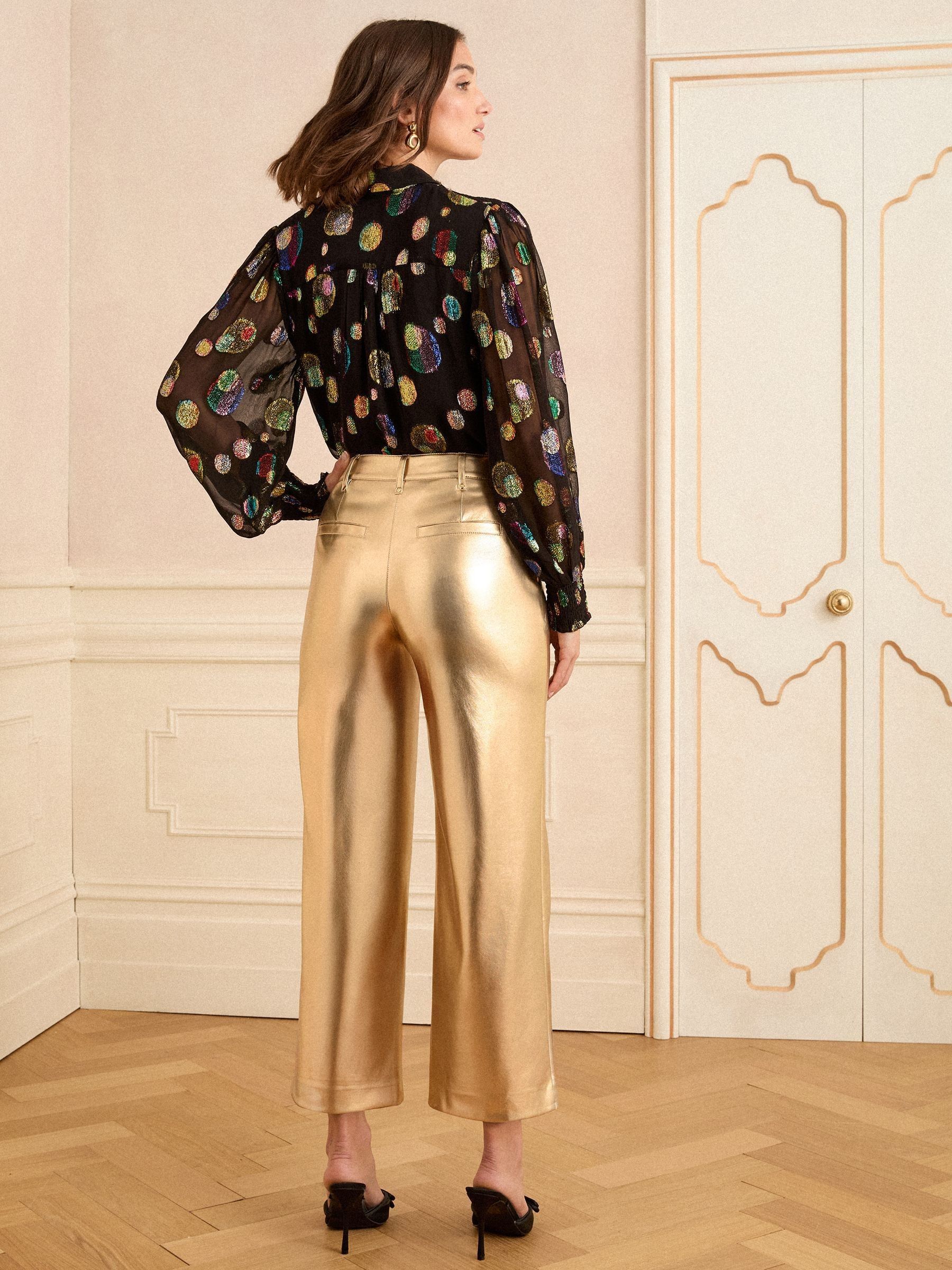 Goud - Love & Roses Faux Leather Wide Crop Trousers