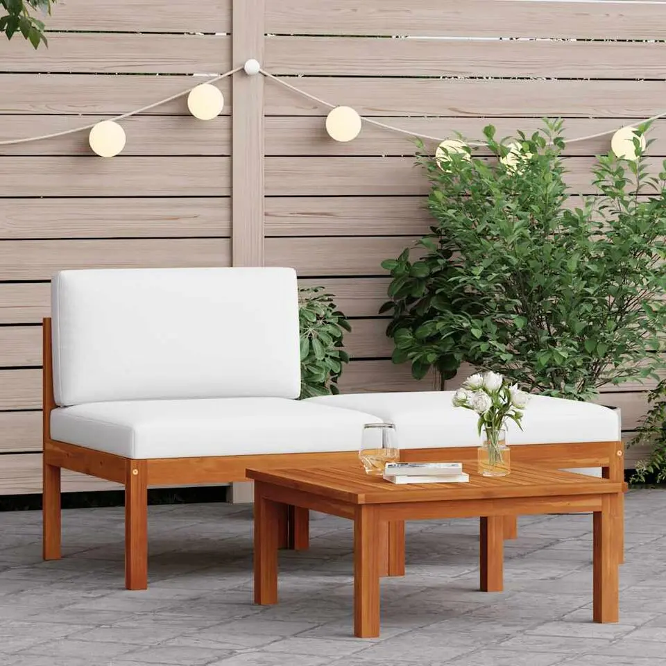 vidaXL - Loungeset - Bruin - Acaciahout - 3 stuks - Met kussens