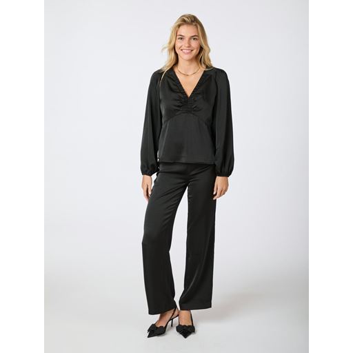 Neo Noir Istana Heavy Sateen Bluse, Black, 40