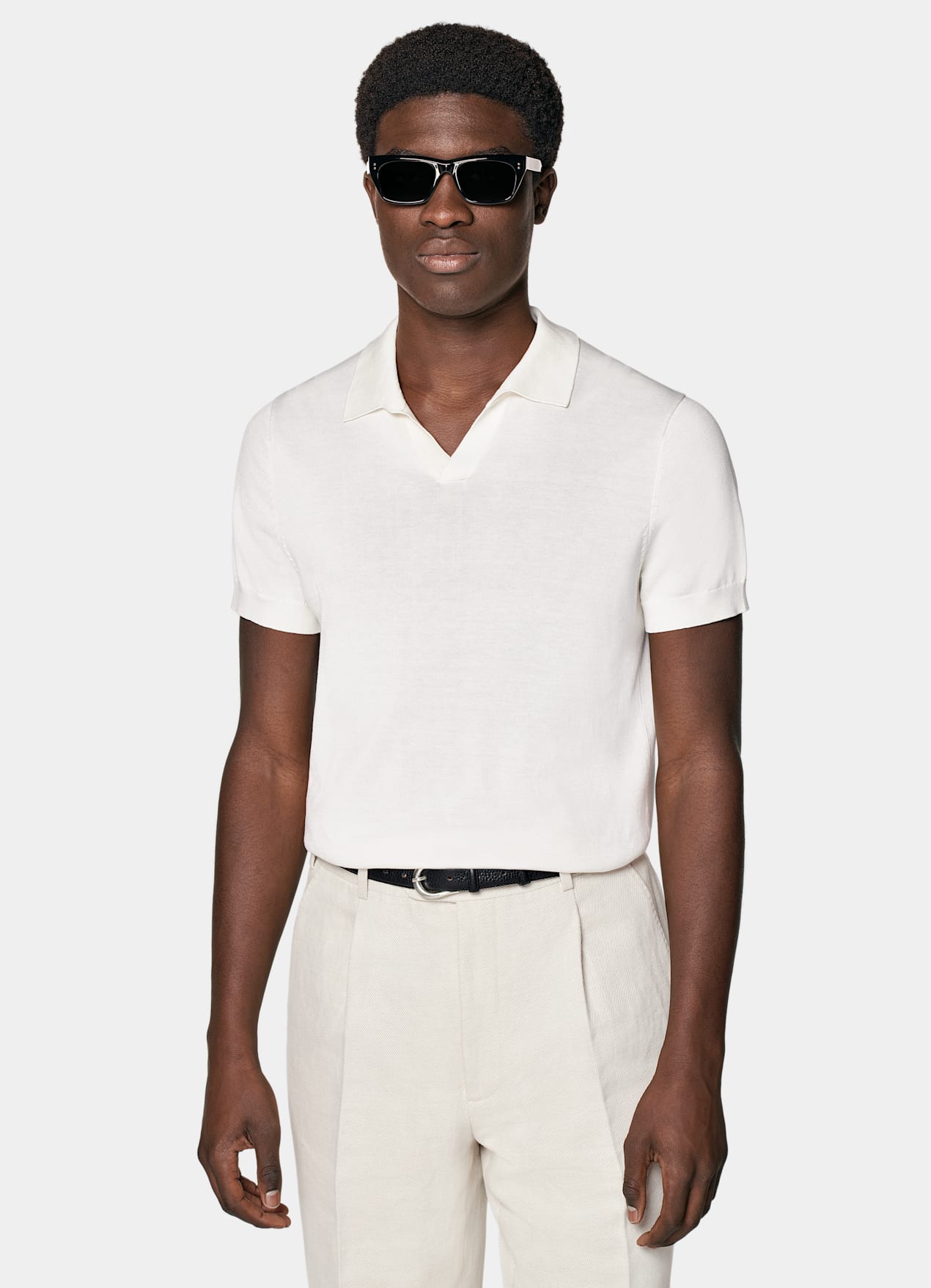 Polo sans boutons blanc cassé