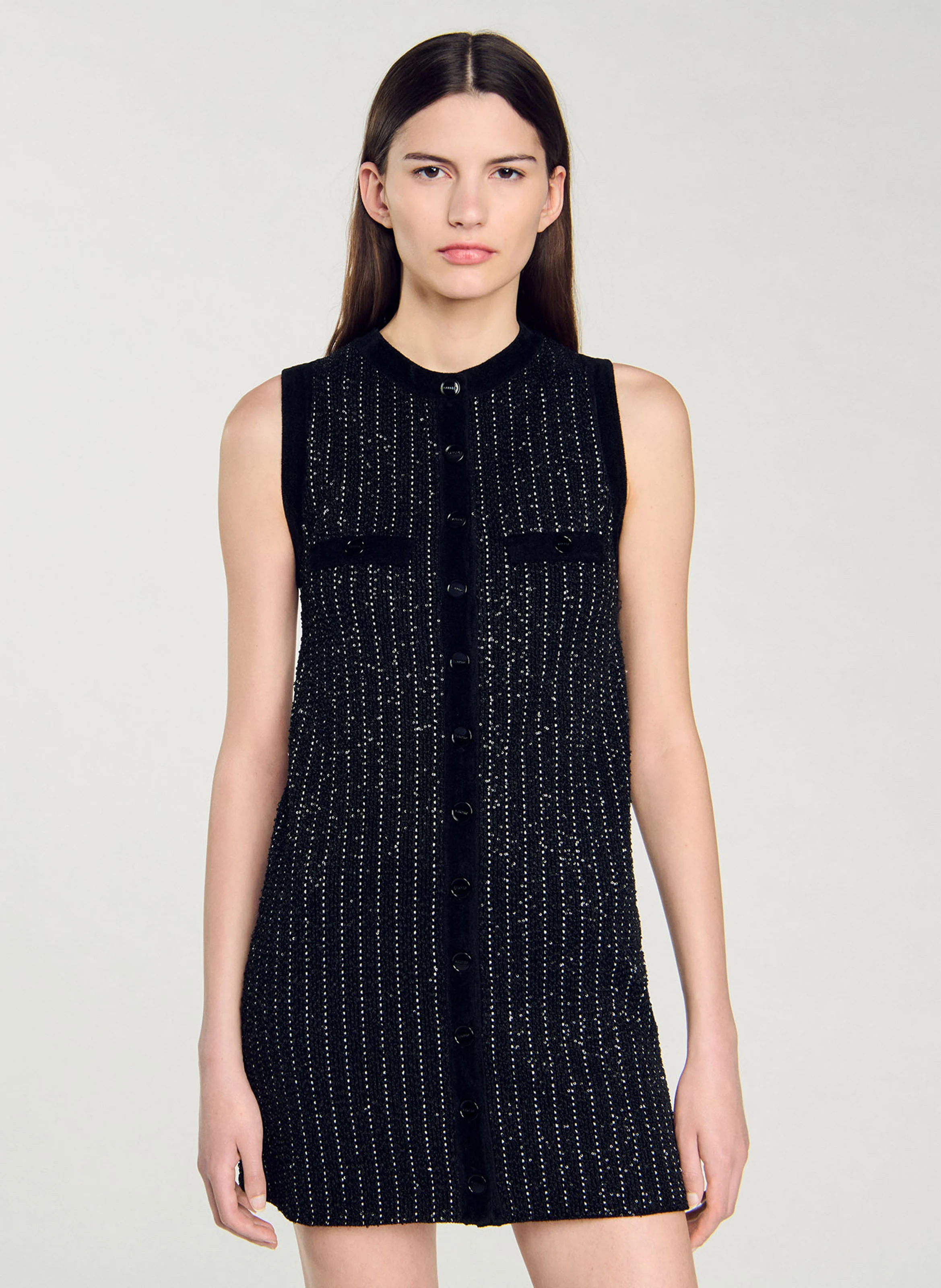 Robe courte col rond| Noir