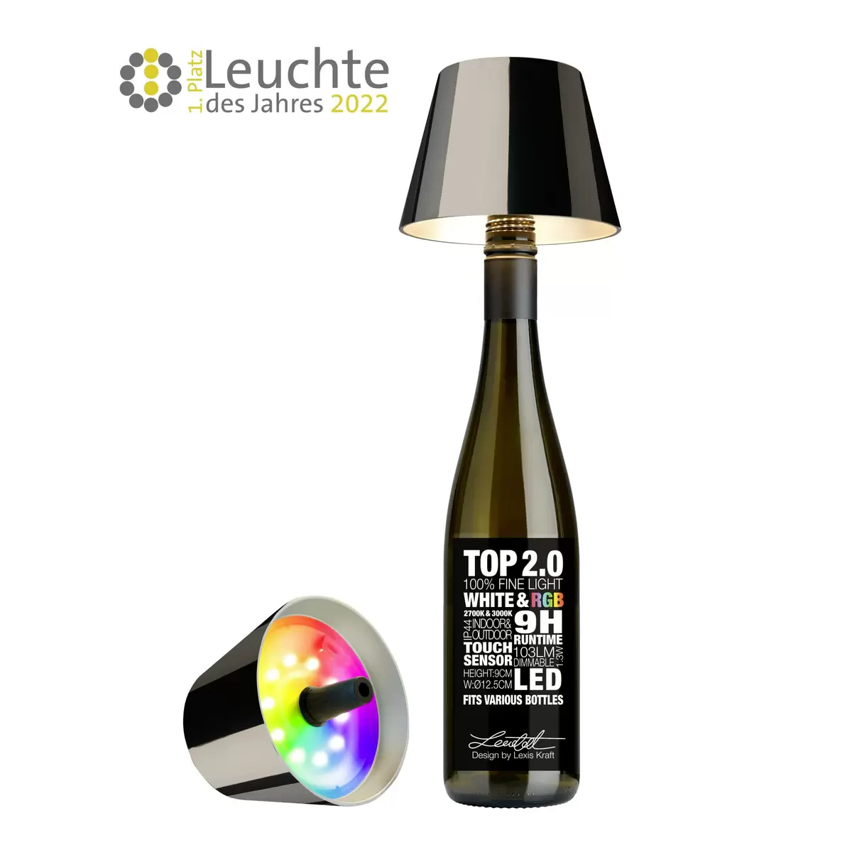 Tischleuchte Sompex Top 2.0 spacegrey RGB Braun