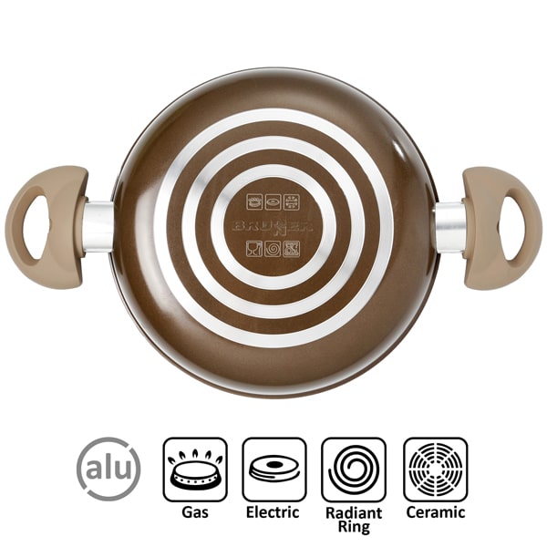 Popote alu ceramic Chocolate 20cm 7+1 pièces