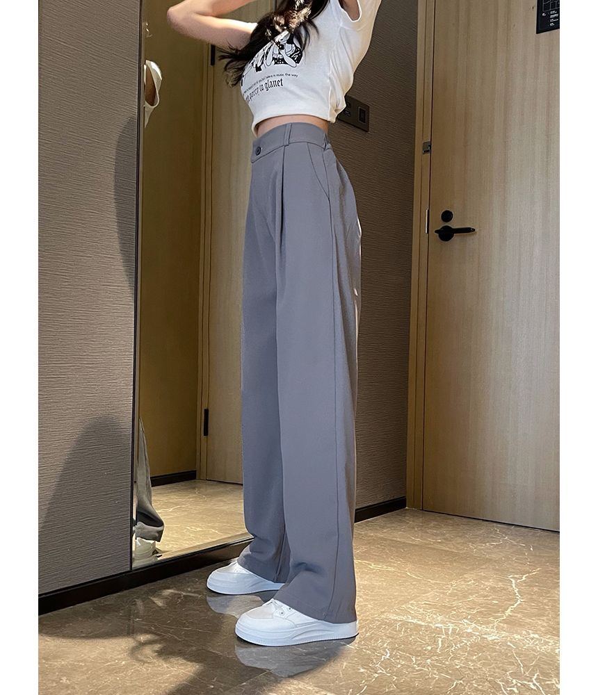 Moon City - High Rise Plain Wide Leg Broek