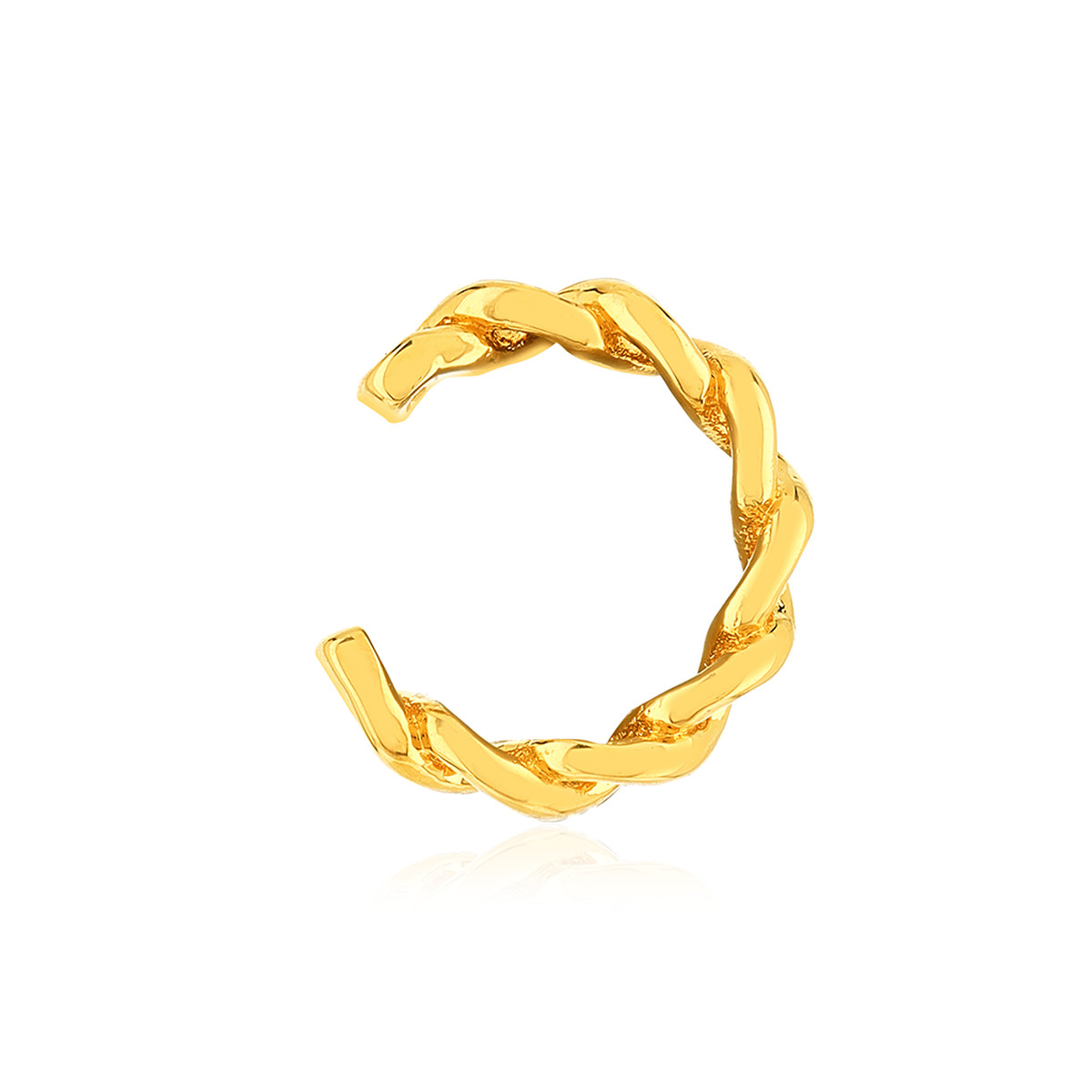 Clip d'oreille earcuff plaqué or jaune, style tressé vendu à l'unité.