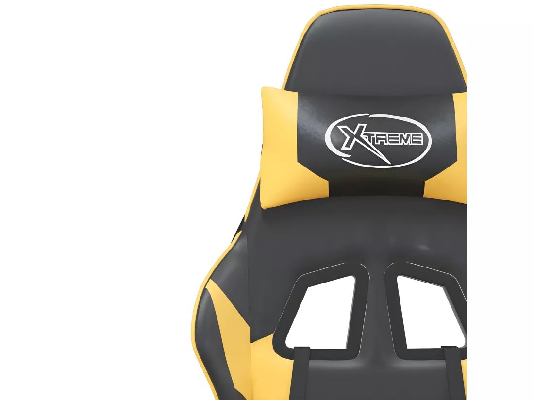 Chaise de jeu avec repose-pied Noir et doré Similicuir