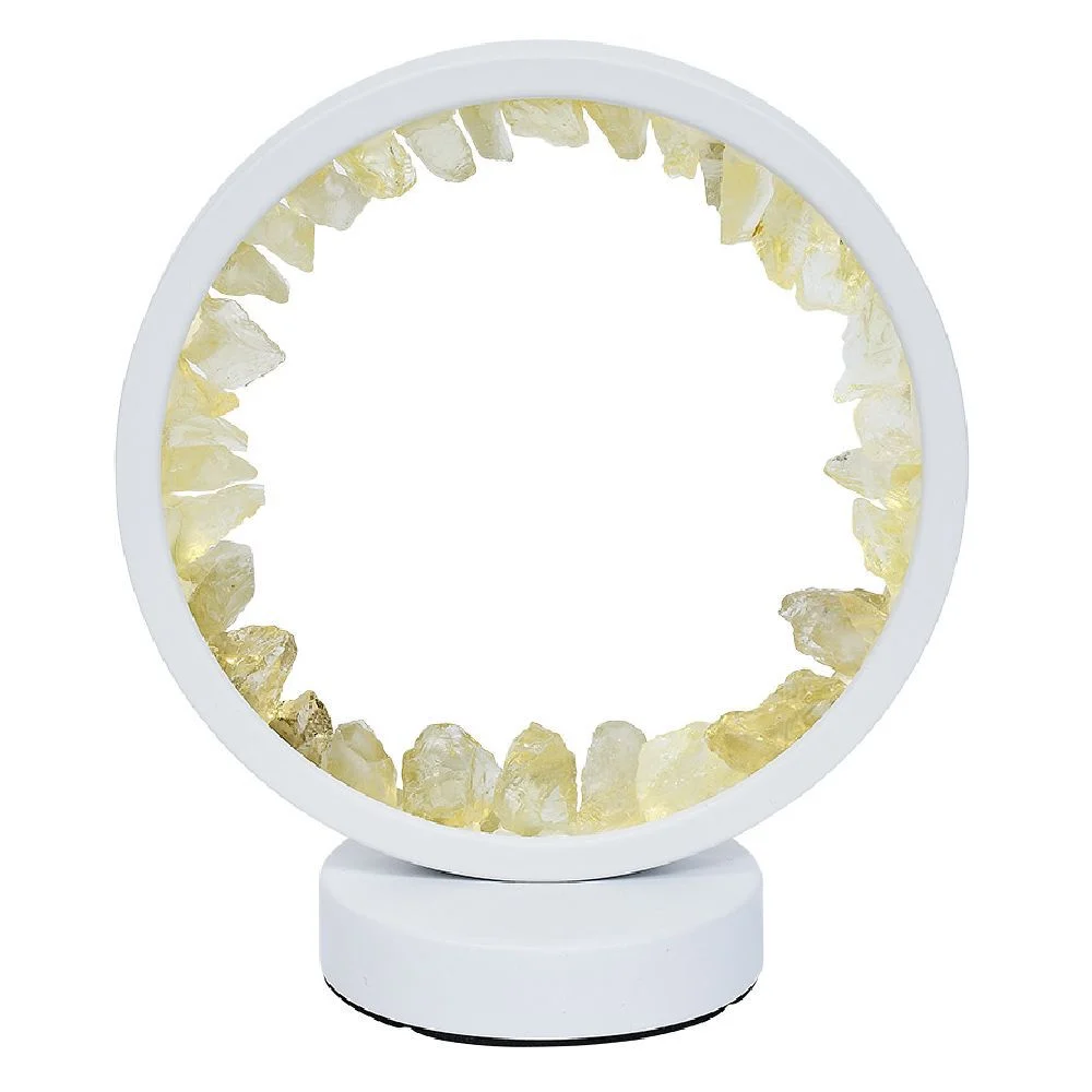 Lampe circulaire à LED avec pierres minérales