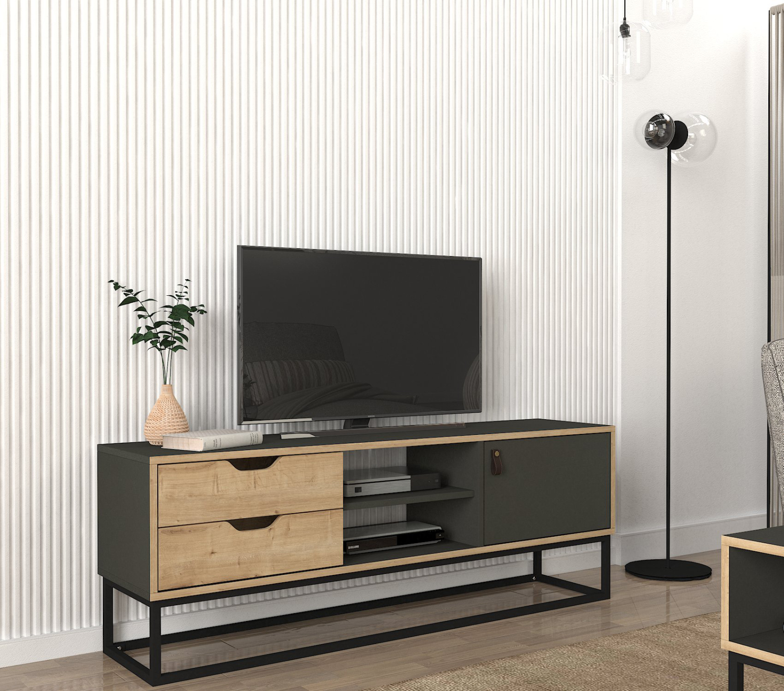 TV-Lowboard - natur-anthrazit - 150 cm