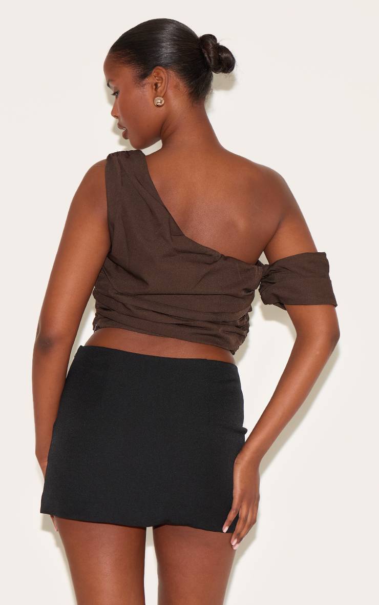 Chocolat Corset Drapé En Tissu Tissé