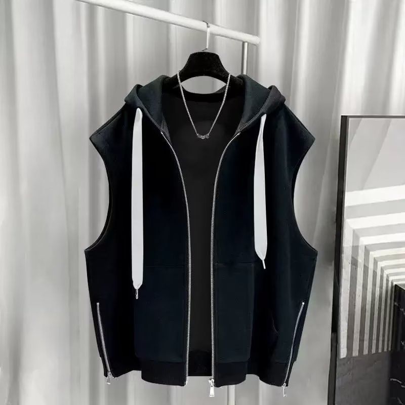 Femilina - Effen vest met ritsdetail en capuchon