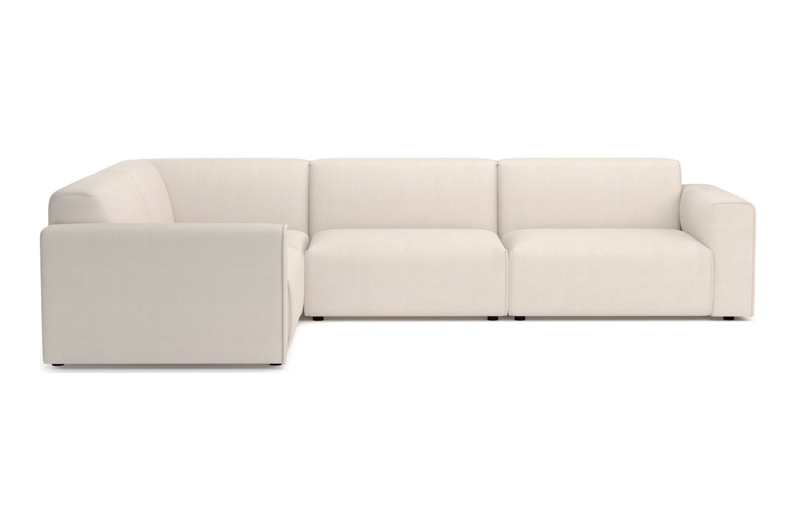 Monaco hjørnesofa 1,5/3 hjørnesofa. Tekstil Fjord 1 Ivory med sorte ben. Std komfort.
