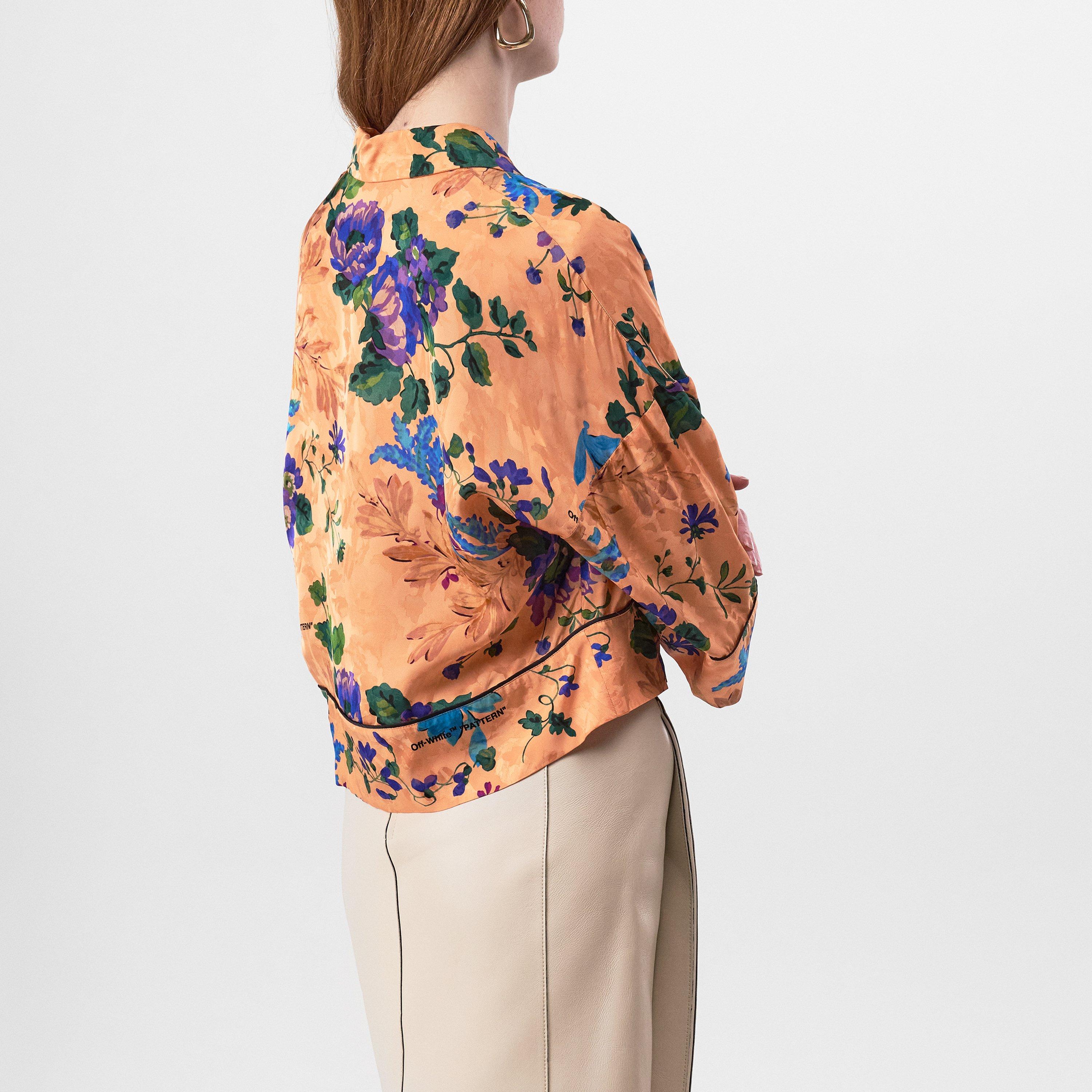 Off White Satin Pyjama Crop Shirt