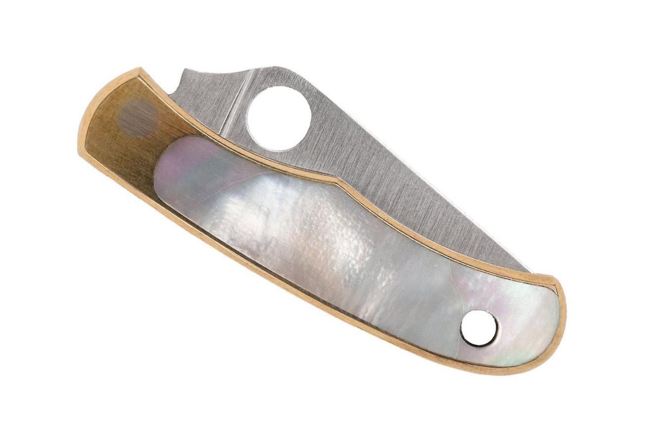 Spyderco Bug C133AP Satin 12C27, Nickel Silver Abalone, sleutelhangerzakmes