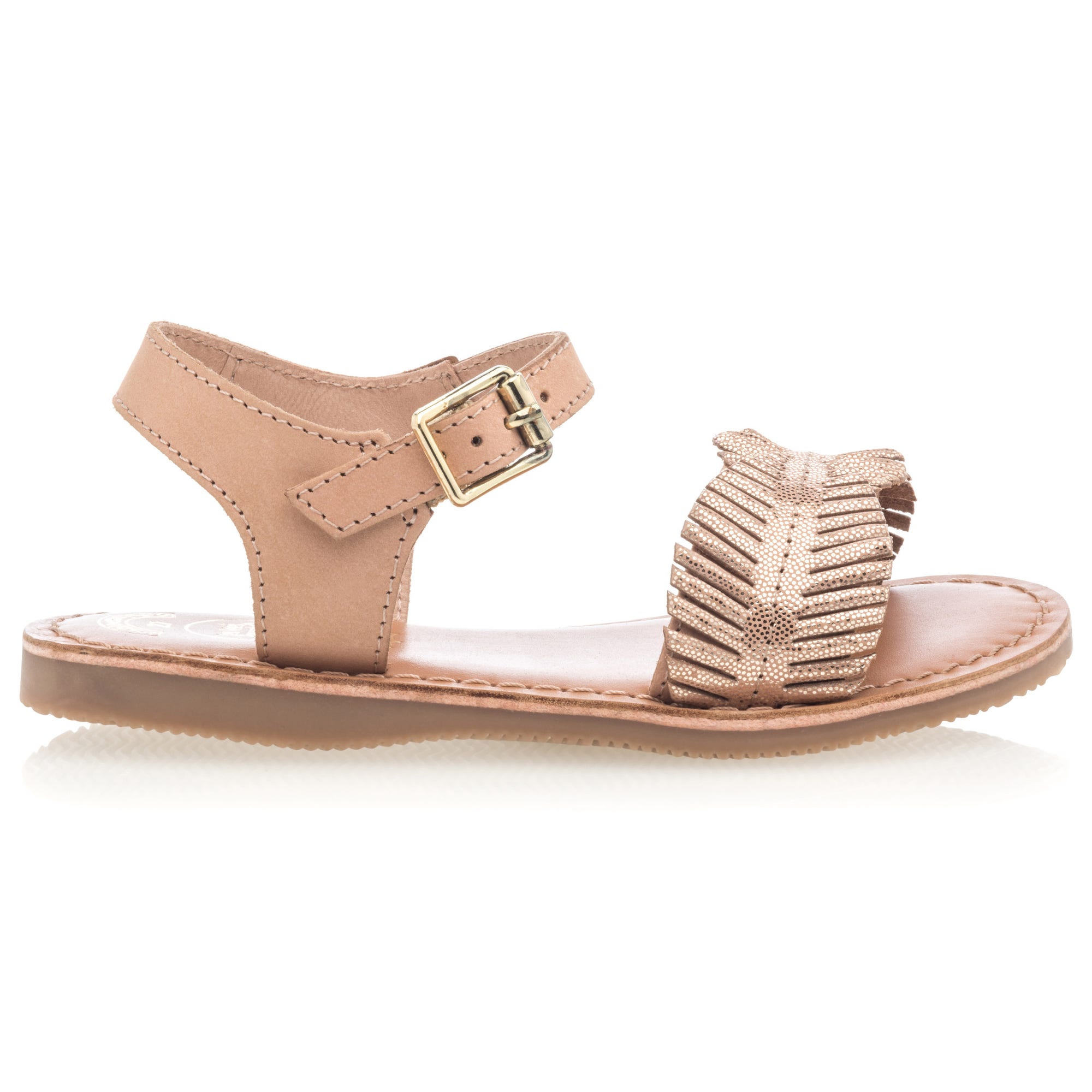 Nu-pieds Fille en cuir rose
