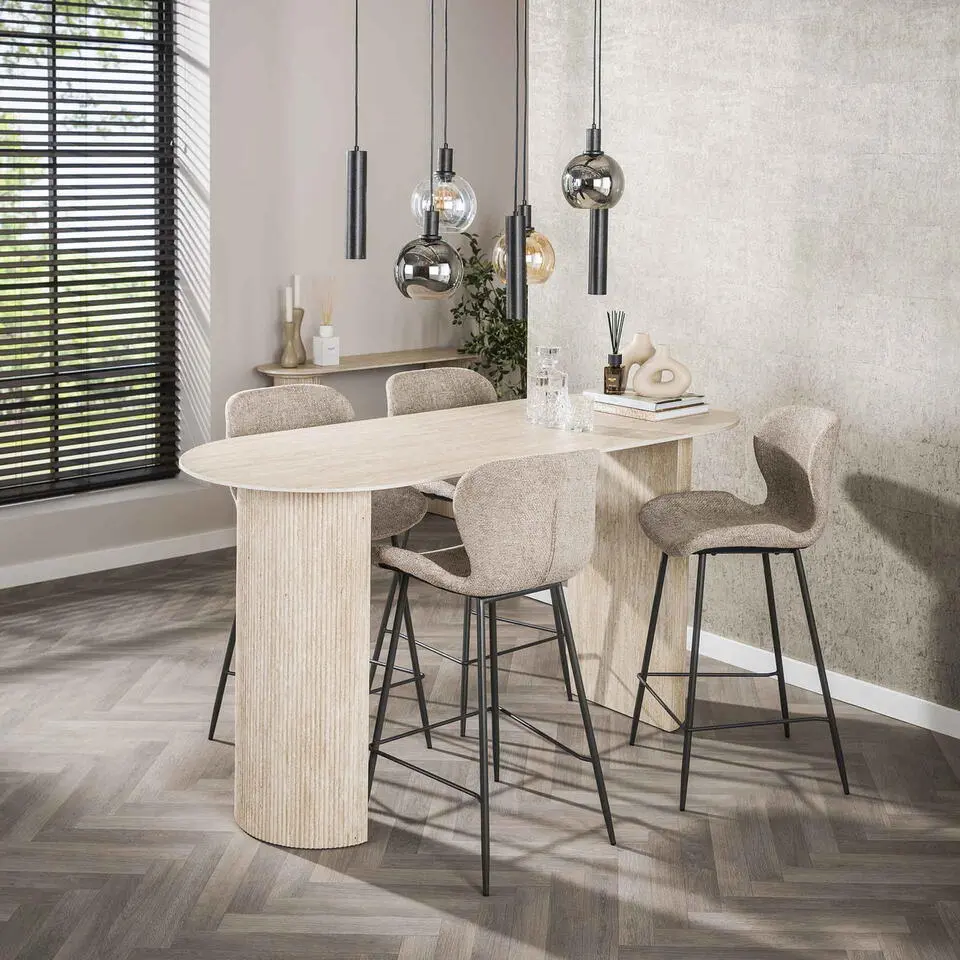 Bartafel Ovaal - Keramiek Travertin - 178x70x92cm - Romano