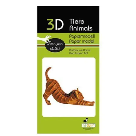 Fridolin 3-D Papier Modell Katze rotbraun