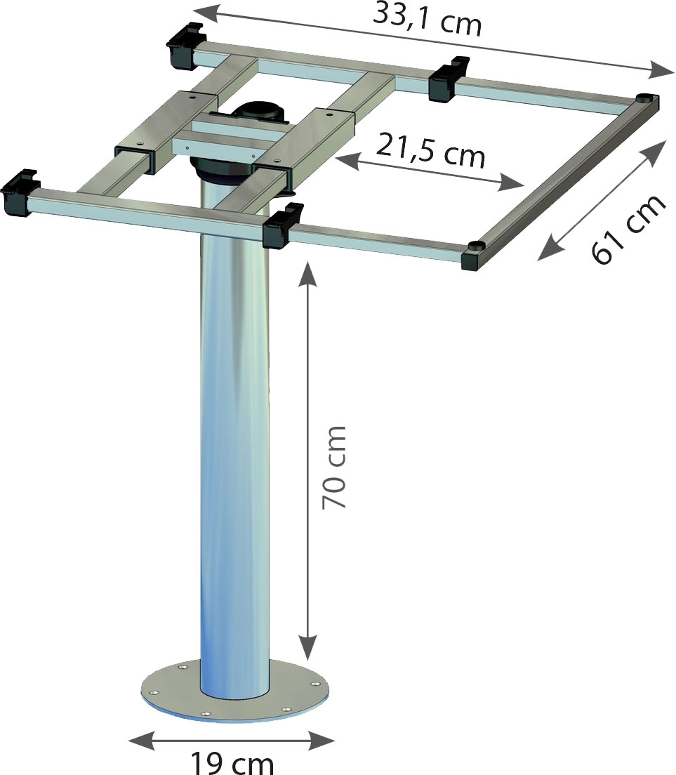Tischsäule mit Verdrehung und Verschiebung H700mm Alu