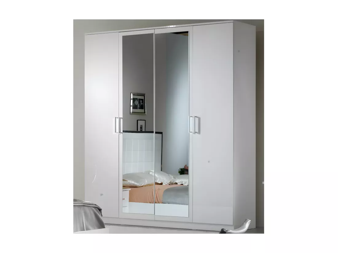 Chambre Complète 160x200 Laqué Blanc Brillant - AREZZO