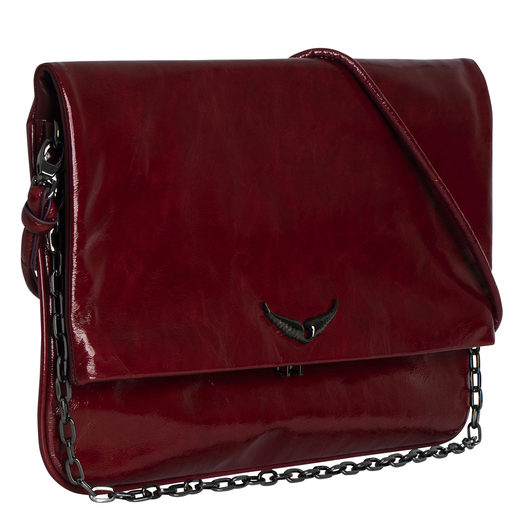 ROCK ETERNAL XL - Pochette en cuir effet froissé brillant | Rouge