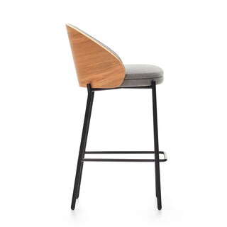 Kave Home Barhocker EAMY Chenille hellgrau/braun/schwarz