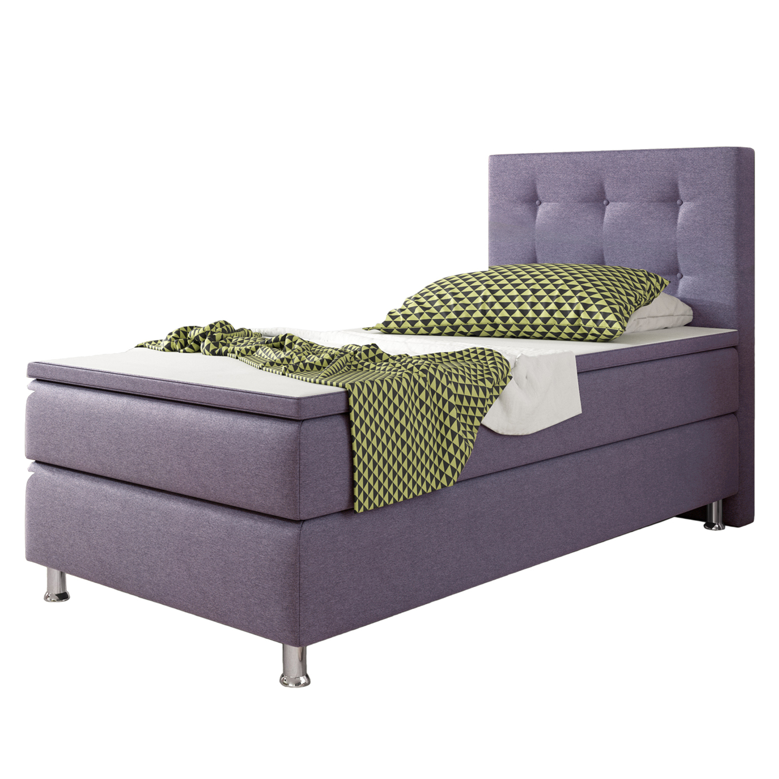 Boxspringbett - lila - mit Topper - H3 - 90x200 cm