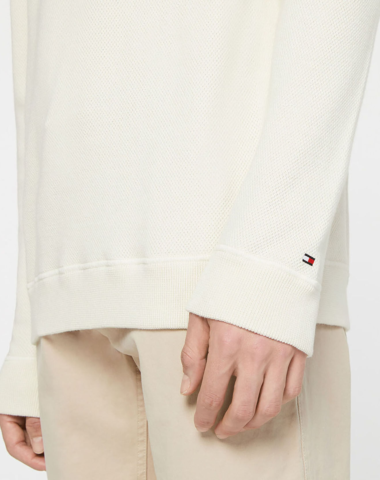 Tommy Hilfiger Pull 100% Coton Bio structured graphic écru
