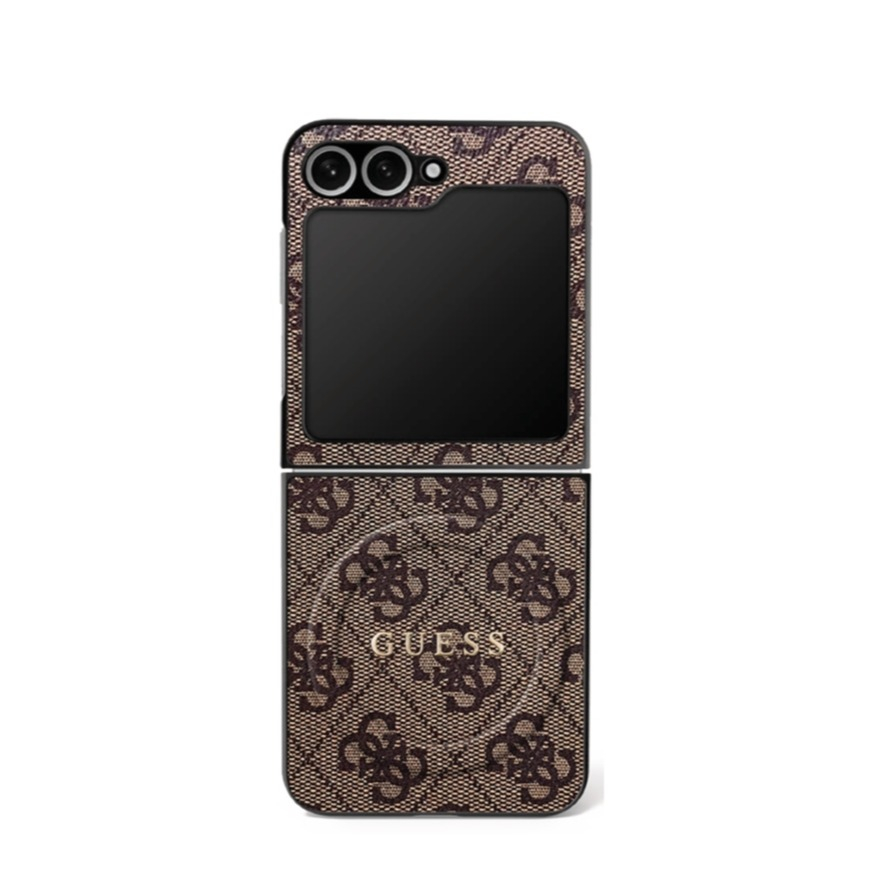 Samsung Galaxy Z Flip7 Leder Hardcase Hülle 4G Classic Logo MagSafe-Modul (GUHMZF7P4MSEGCW) - Braun