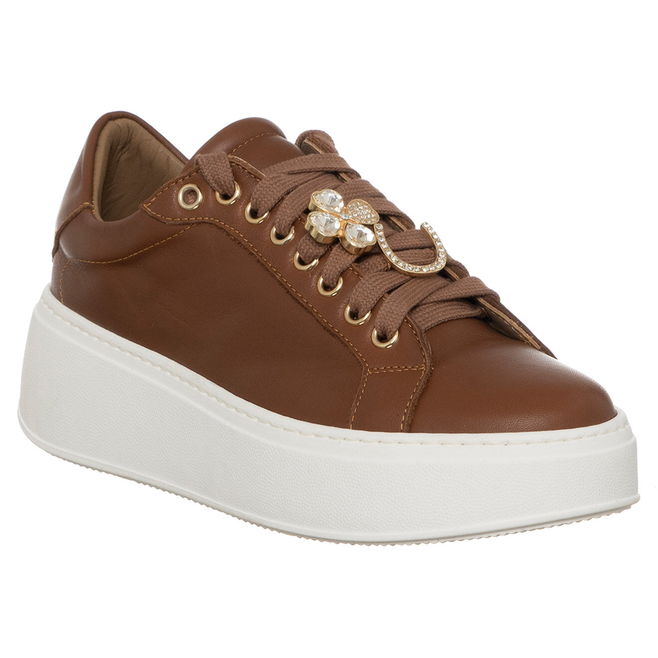 Loretta Pettinari Sneakers en Cuir Garance marron