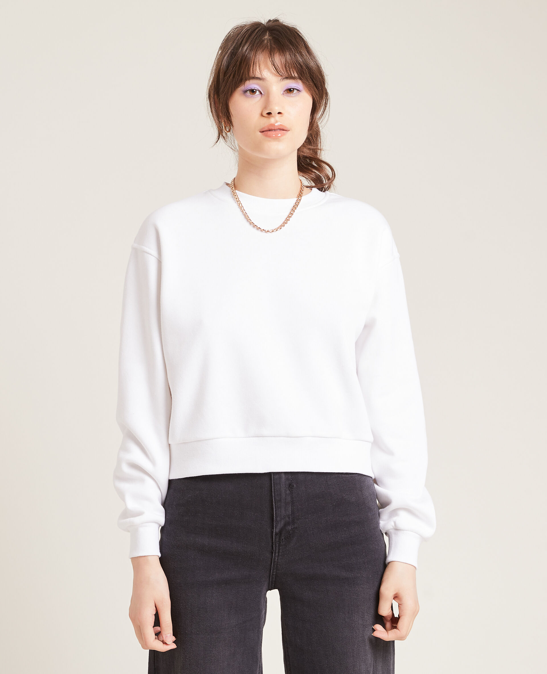 Sweat court en molleton - Blanc