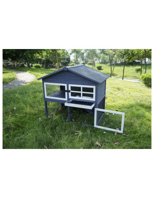 Adori Konijnenhok Raffy - Dierenverblijf - 130x86x112.5 cm Donkergrijs Wit