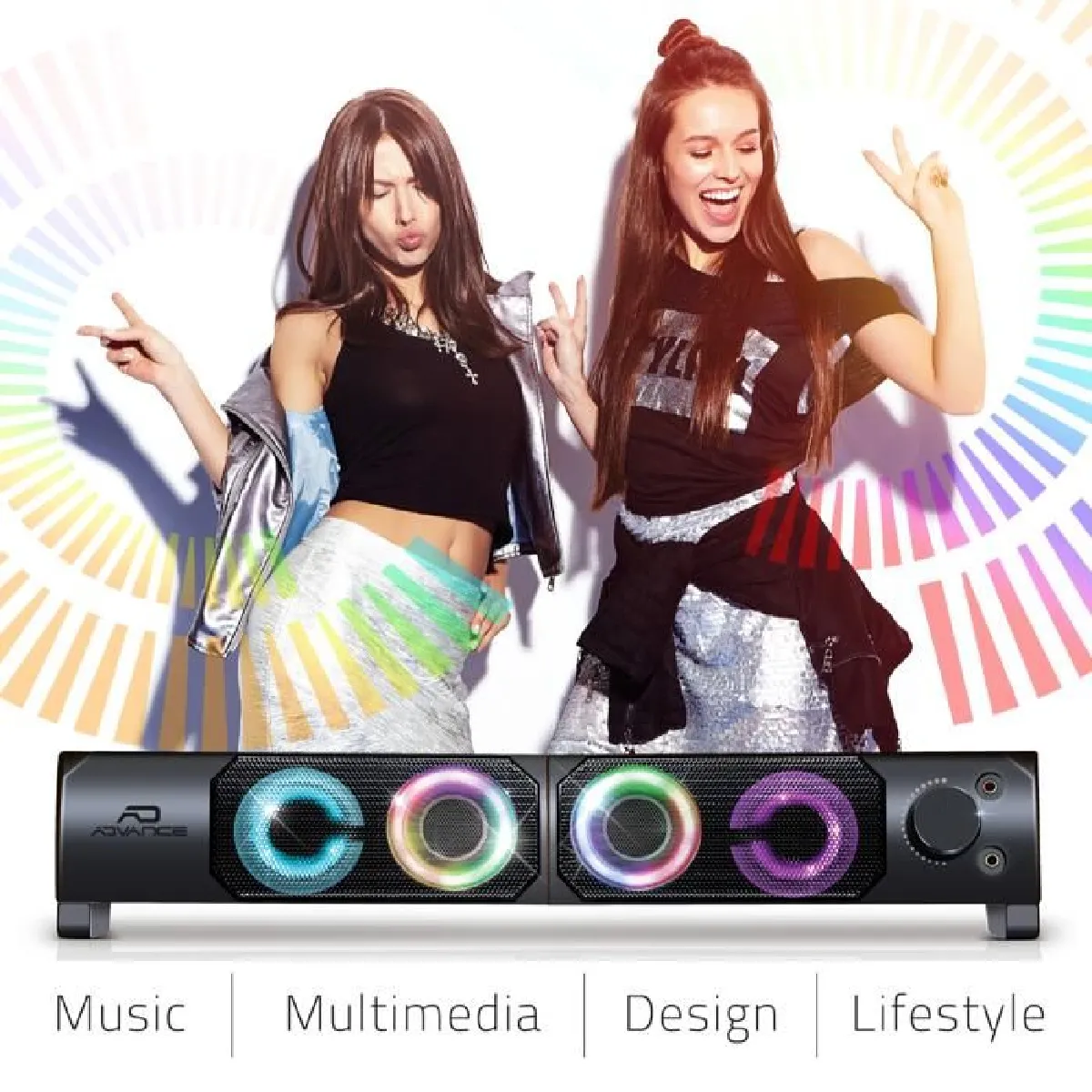 Advance Pack 2 Enceintes PC SoundPhonic USB 2.0 - LEDS RGB