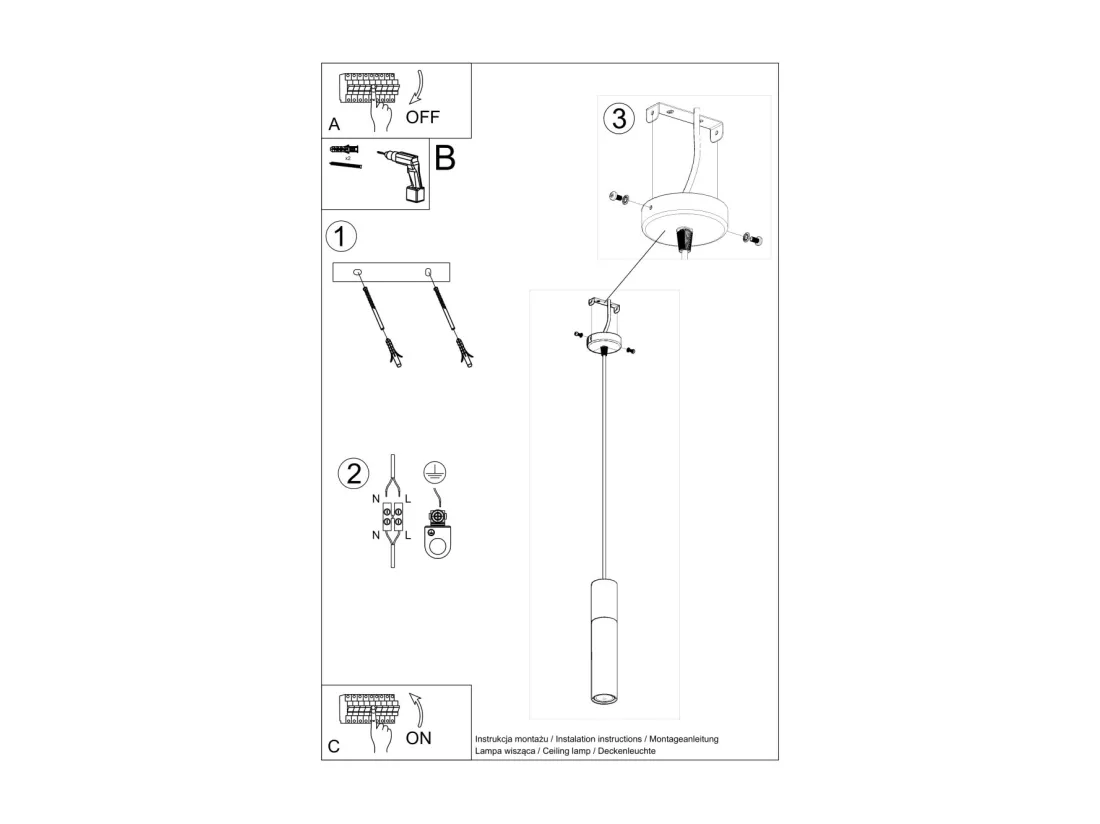 Sollux PABLO Lampe à Suspension Slim 8cm Noir, Bois Naturel GU10