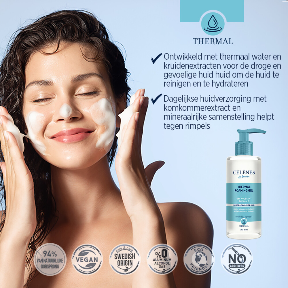 Celenes Thermal Reinigende Foam Gel Droge / Gevoelige Huid250 ml