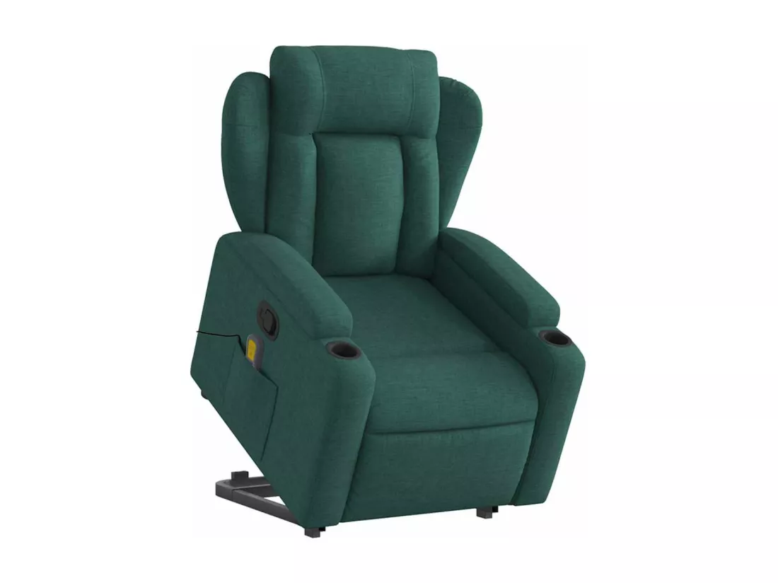 Fauteuil inclinable massant Vert foncé Tissu