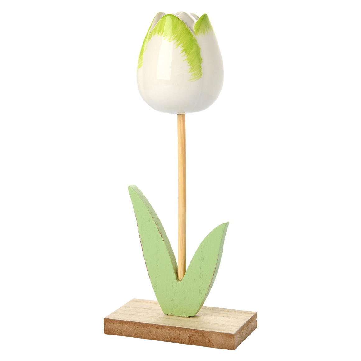 My Home Deko-Aufsteller Tulpe mit Keramik-Blüte weiss / grün