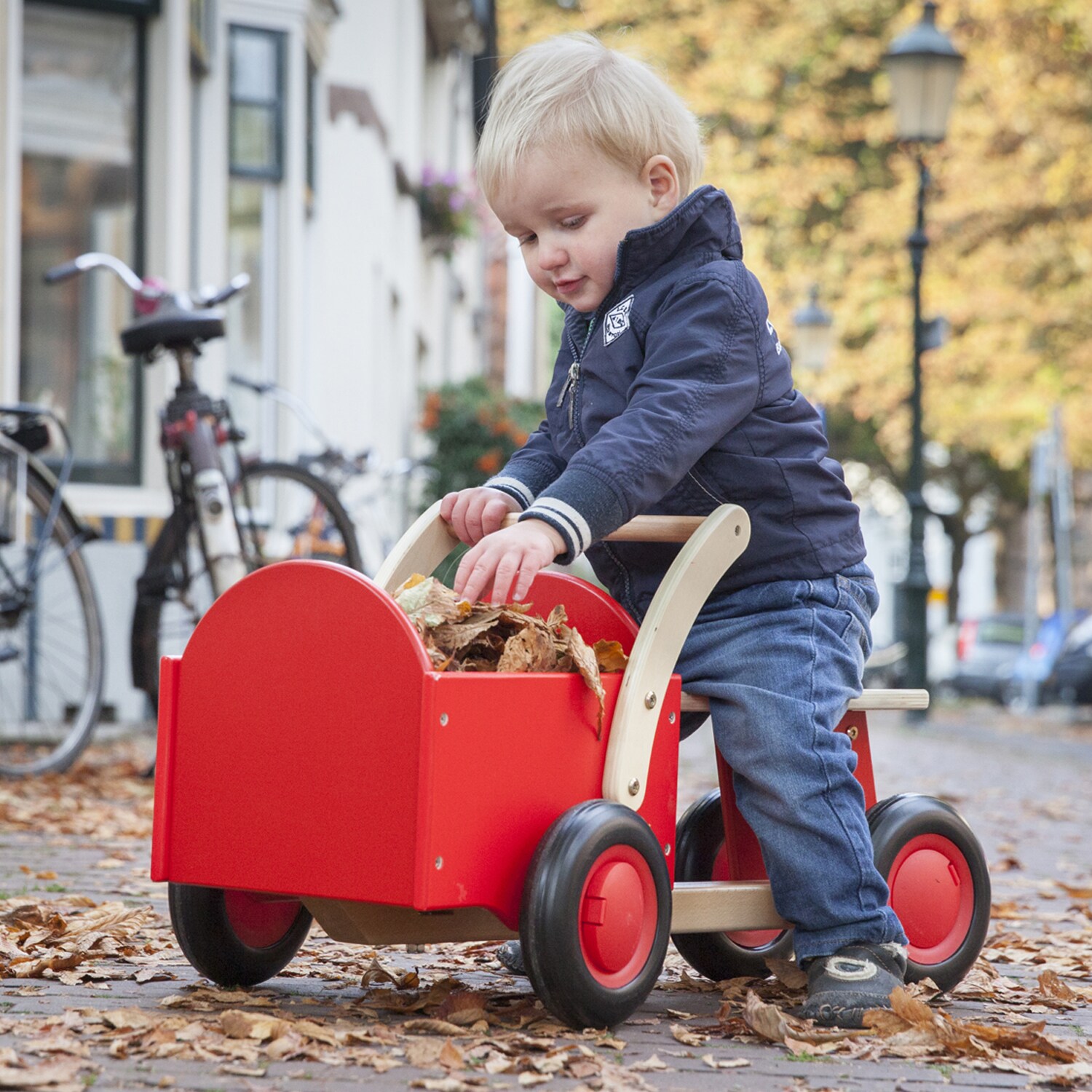 Rutscher aus Holz für Kinder mit rotem Kasten Holzspielzeug
