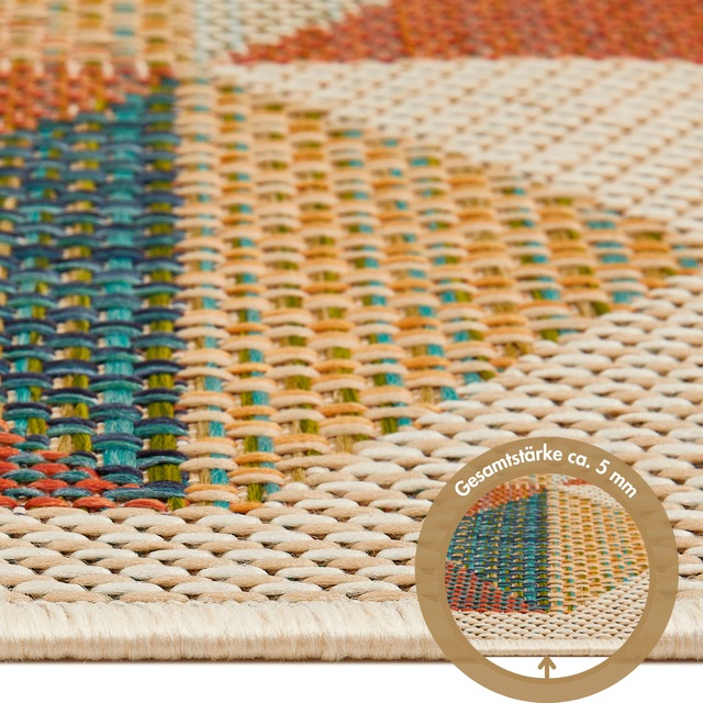 Andiamo Teppich »Sedona Dreieck« rechteckig 6 mm Höhe Flachgewebe, modernes Design, In- und Outdoor geeignet