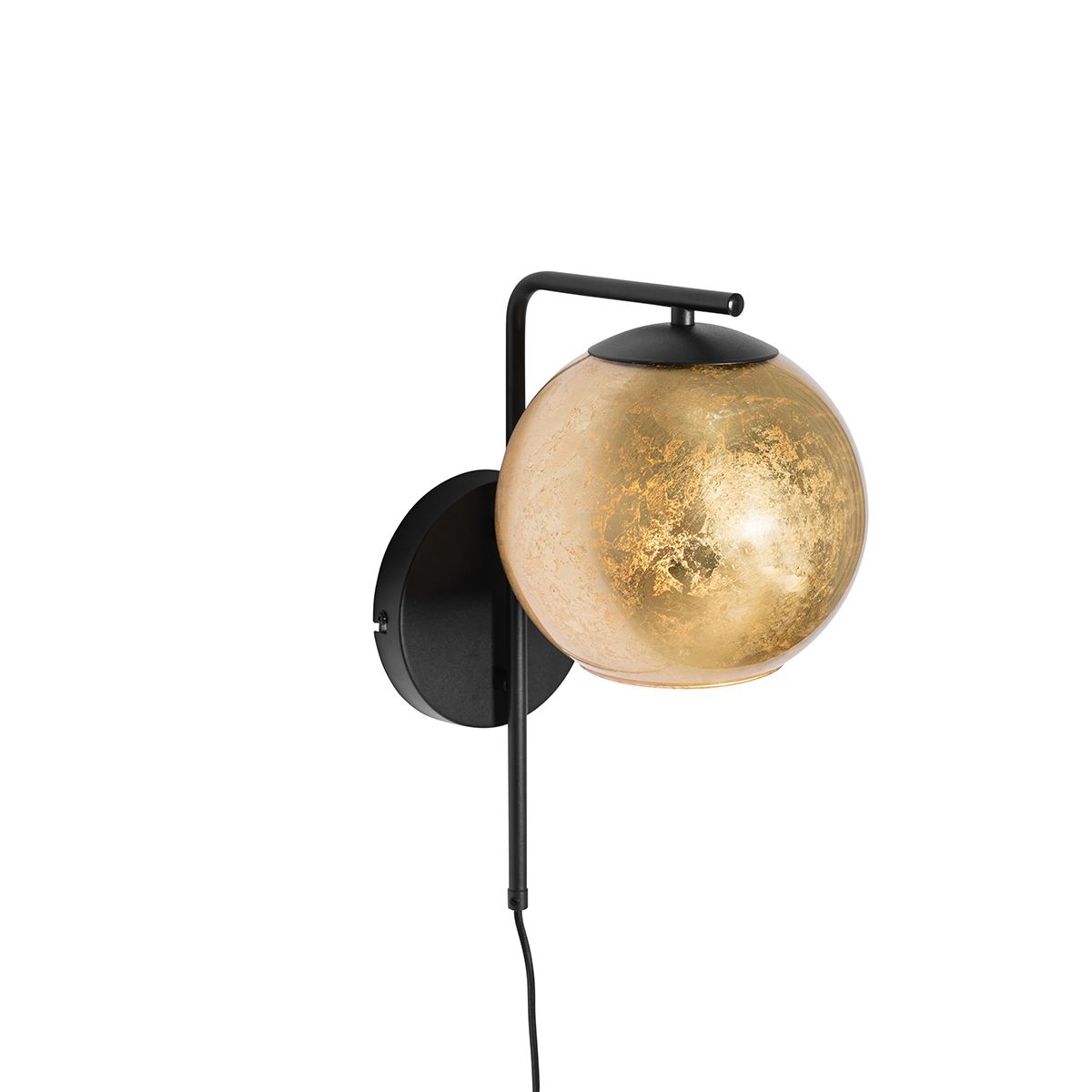 Smart wandlamp zwart met goud glas incl. Wifi A60 - Bert
