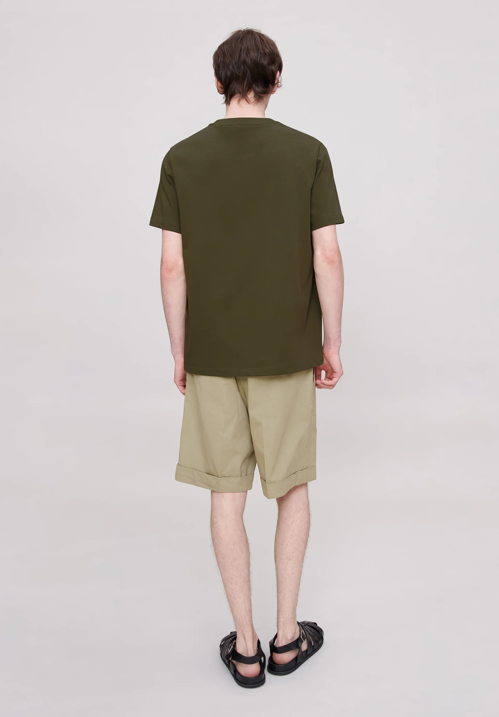 t-shirt standard rue madame GOTS - Kaki chine/rouge