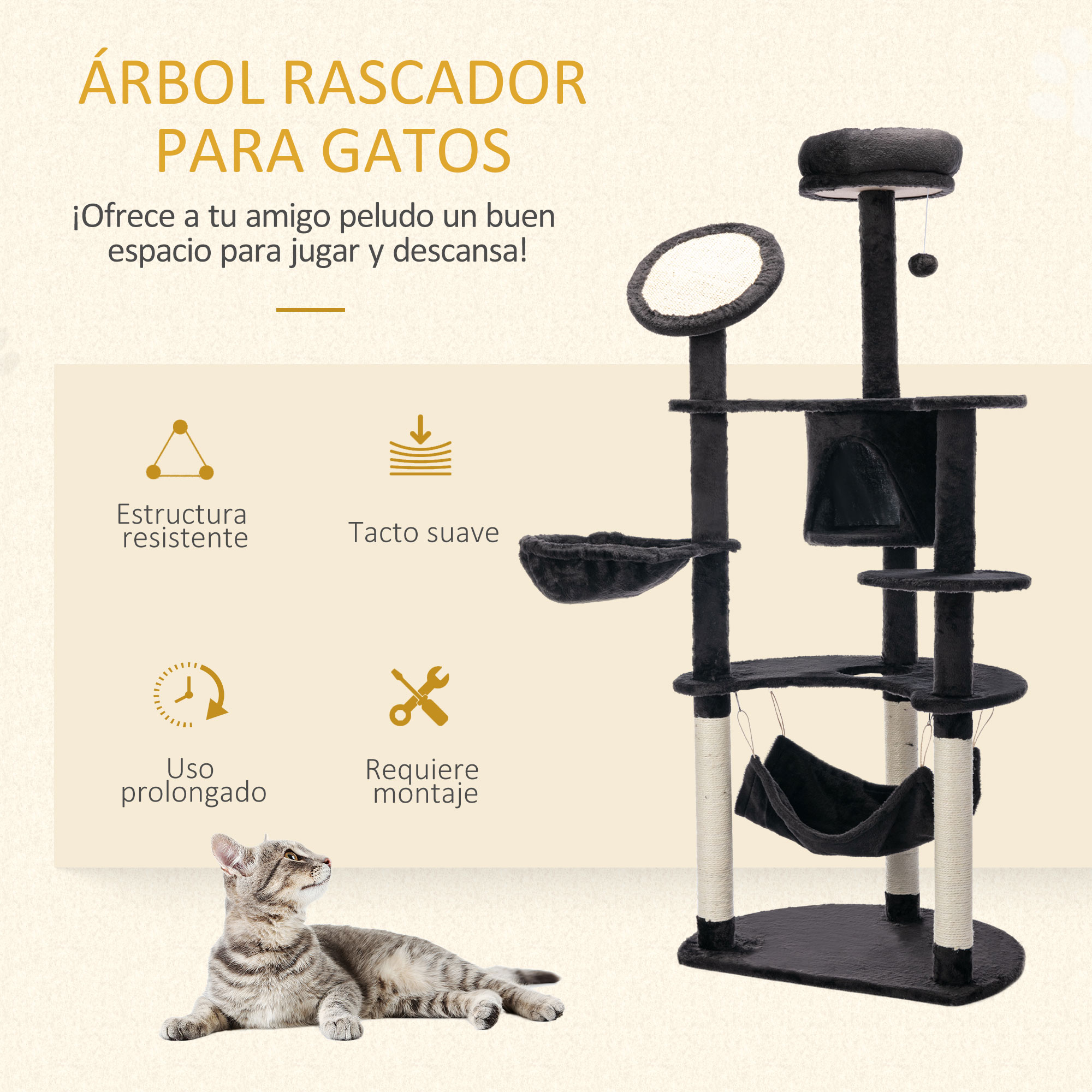 Árvore arranhadora grande para gatos PawHut